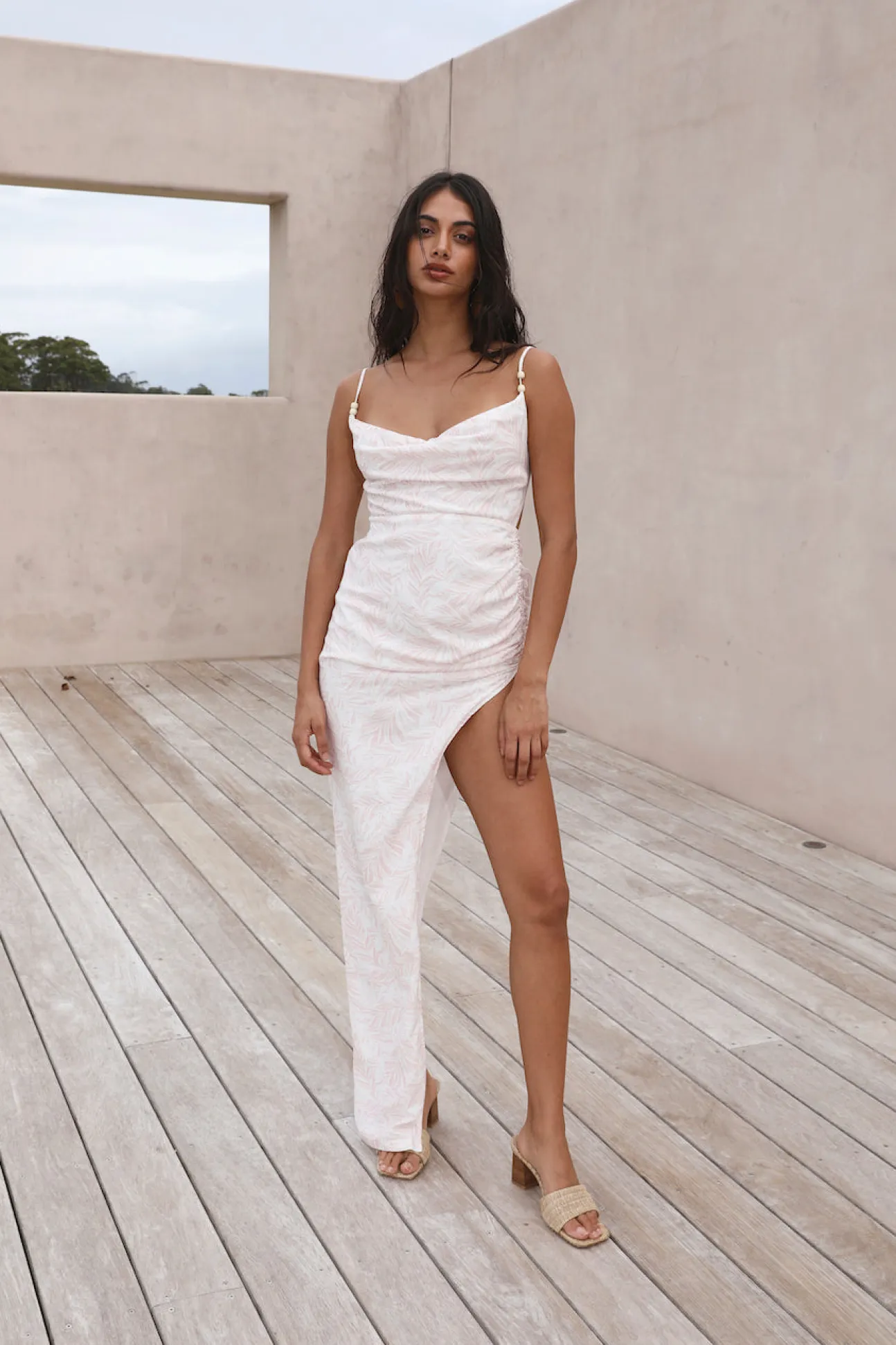 HELLO MOLLY White Sand Oasis Maxi Dress Pink