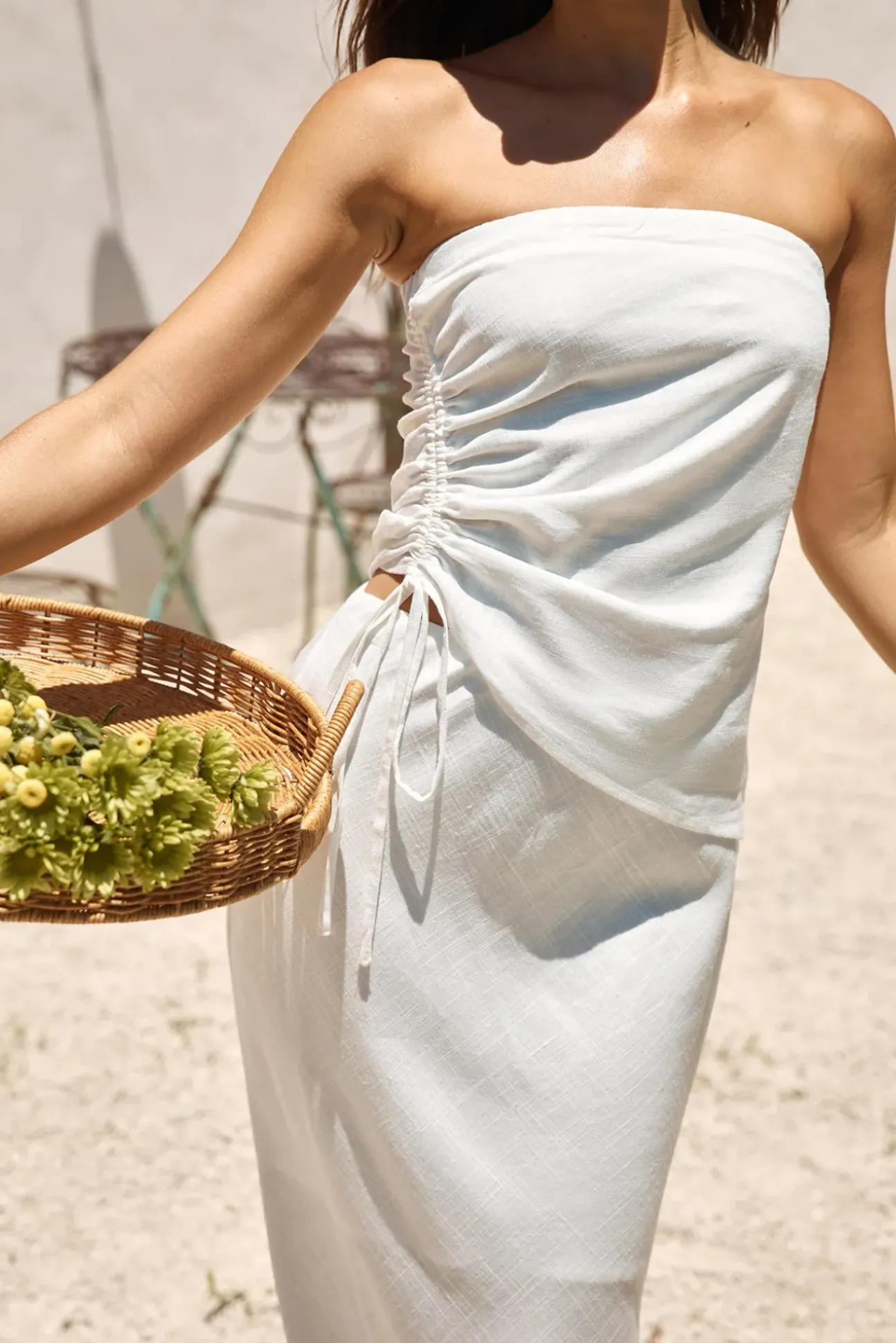 Hidden Oasis Linen Maxi Skirt White