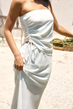 Hidden Oasis Linen Strapless Top White