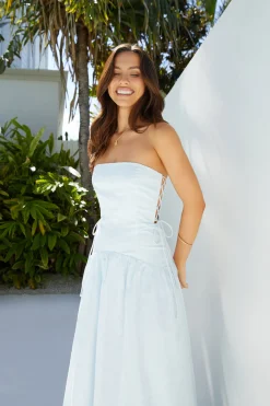 Hidden Paradise Strapless Maxi Dress Blue