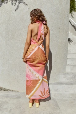 Hideaway Halter Maxi Dress Pink