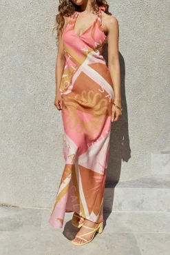 Hideaway Halter Maxi Dress Pink