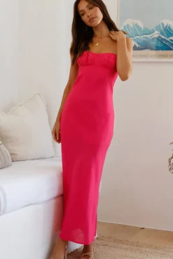 Holding Back Midi Dress Pink