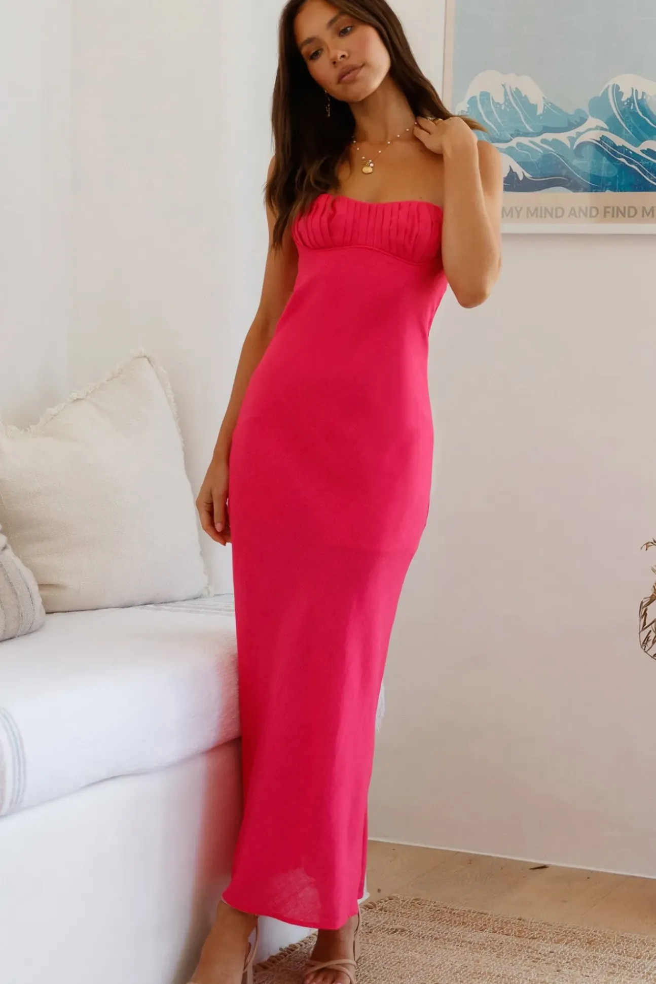Holding Back Midi Dress Pink