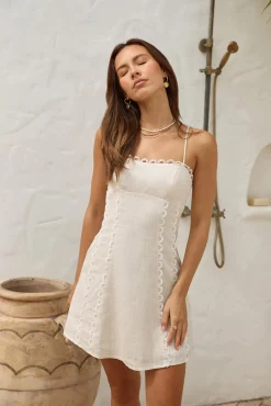 Honeymoon Heart Mini Dress Beige