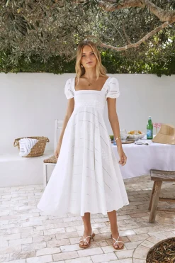 Honeysuckle Haven Maxi Dress White