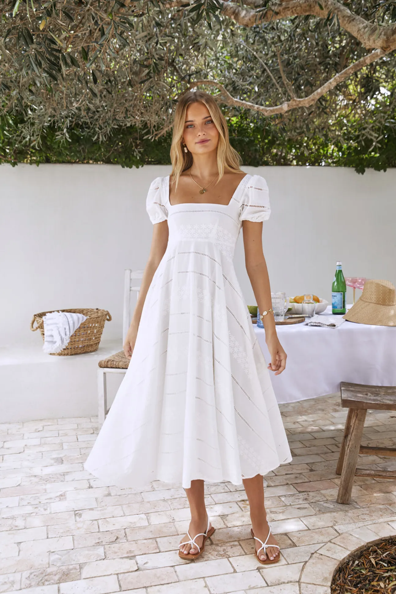 Honeysuckle Haven Maxi Dress White