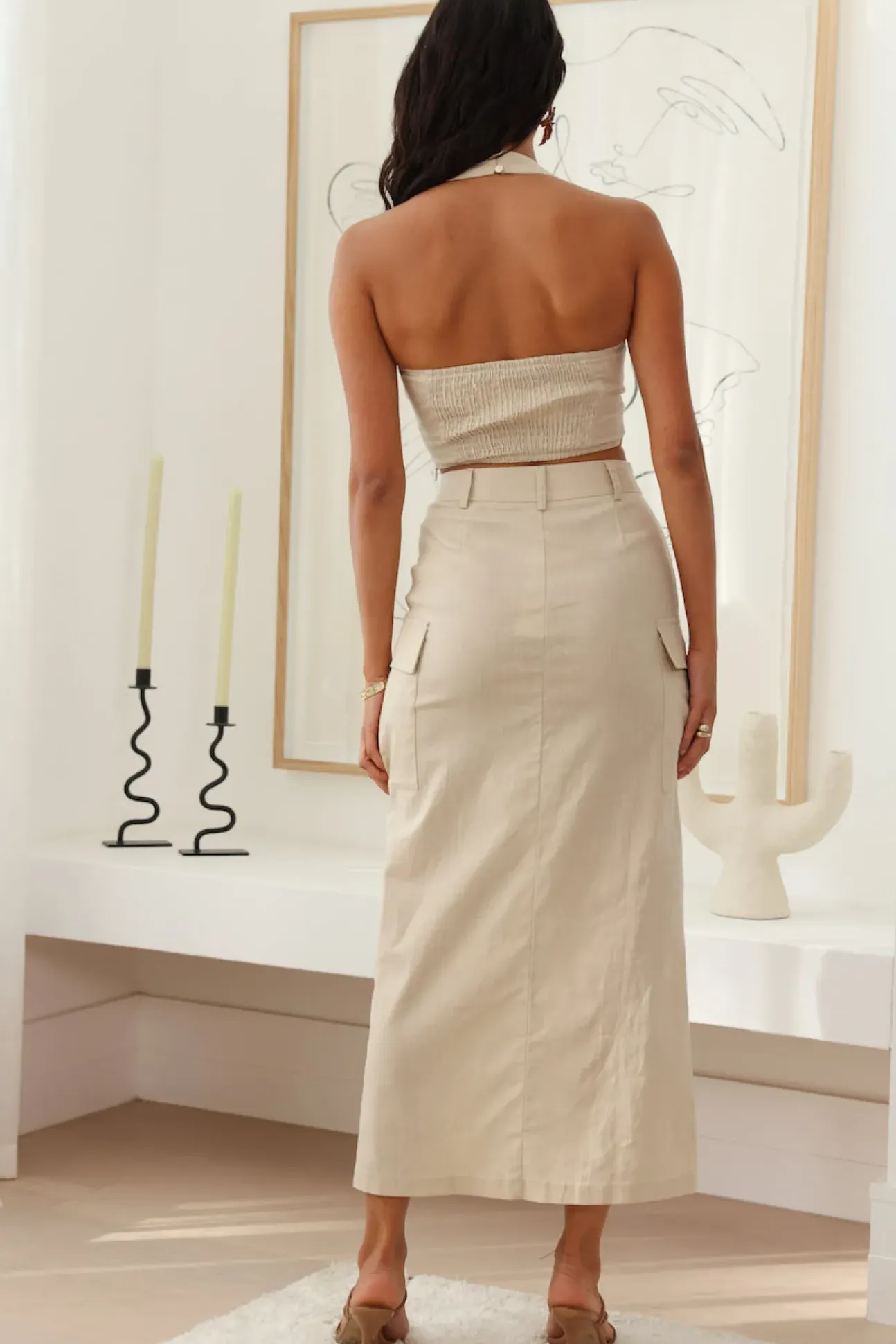 Hoping For Something Crop Top Beige