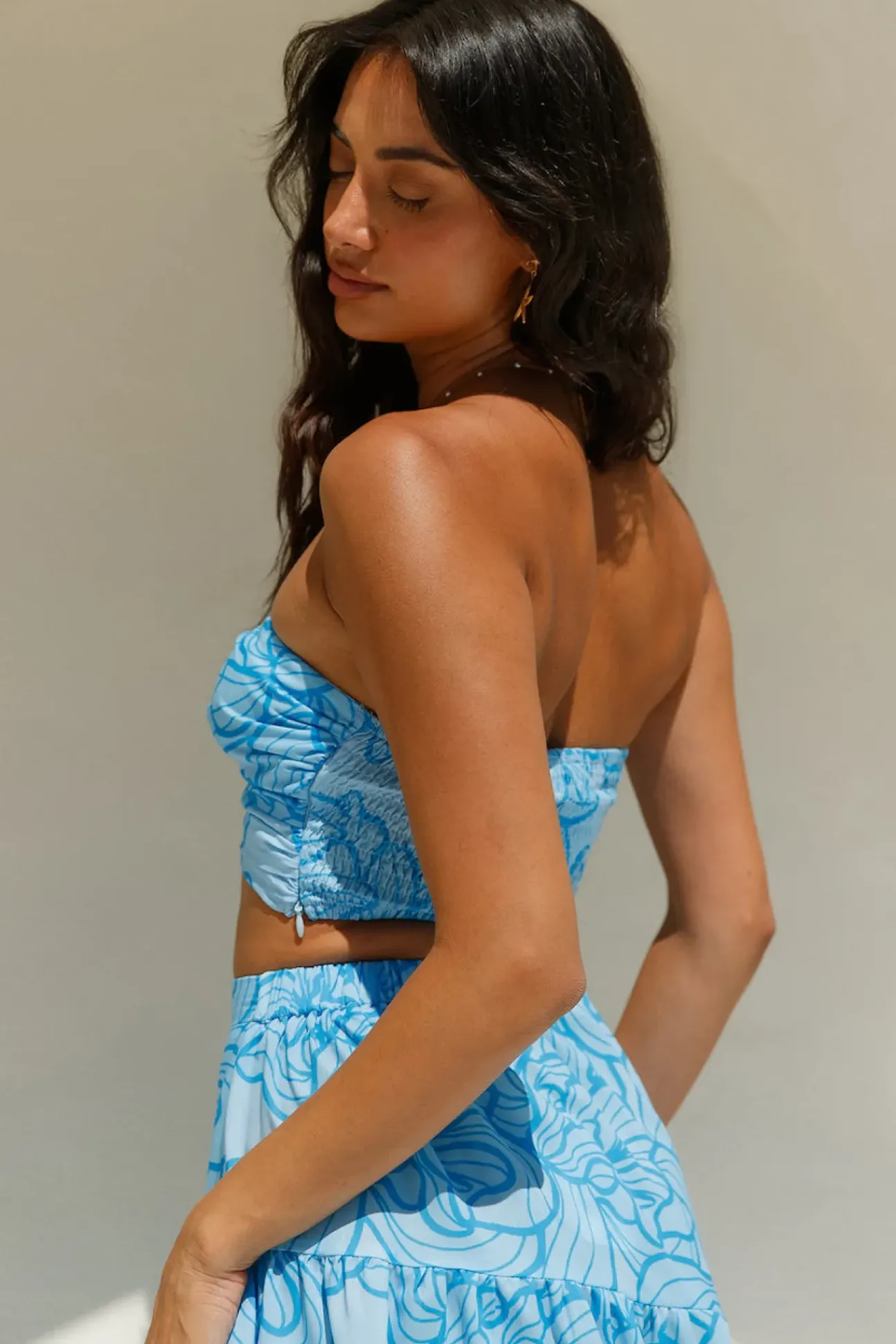Horizon Waves Crop Top Blue