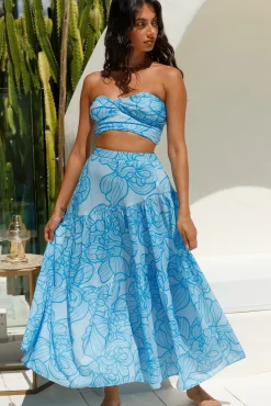Horizon Waves Maxi Skirt Blue