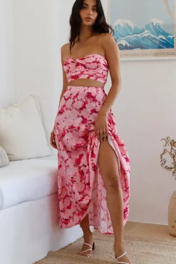 Horizon Waves Maxi Skirt Pink
