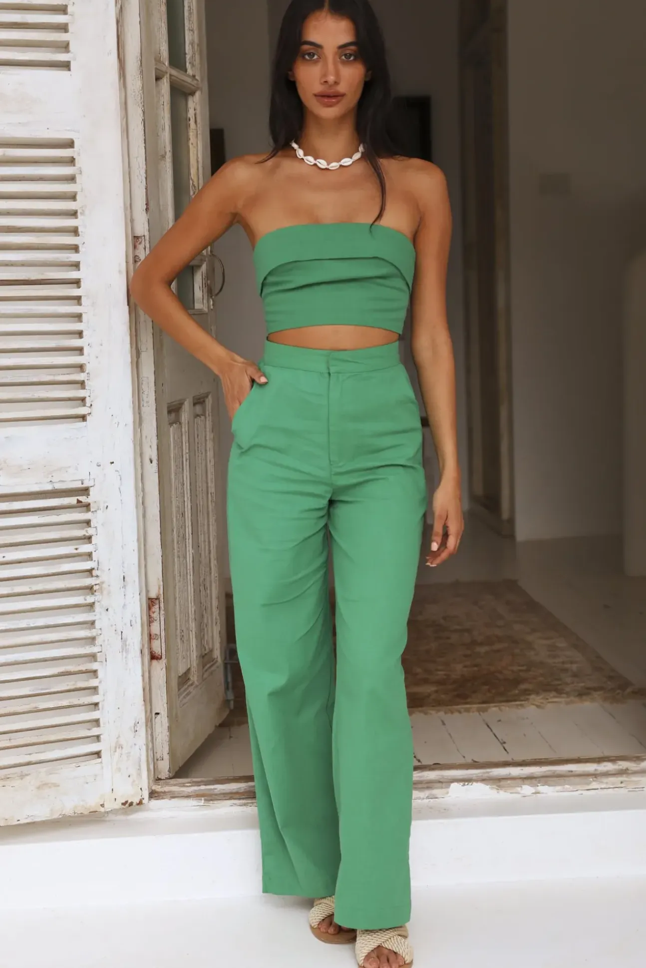 In Hindsight Crop Top Green