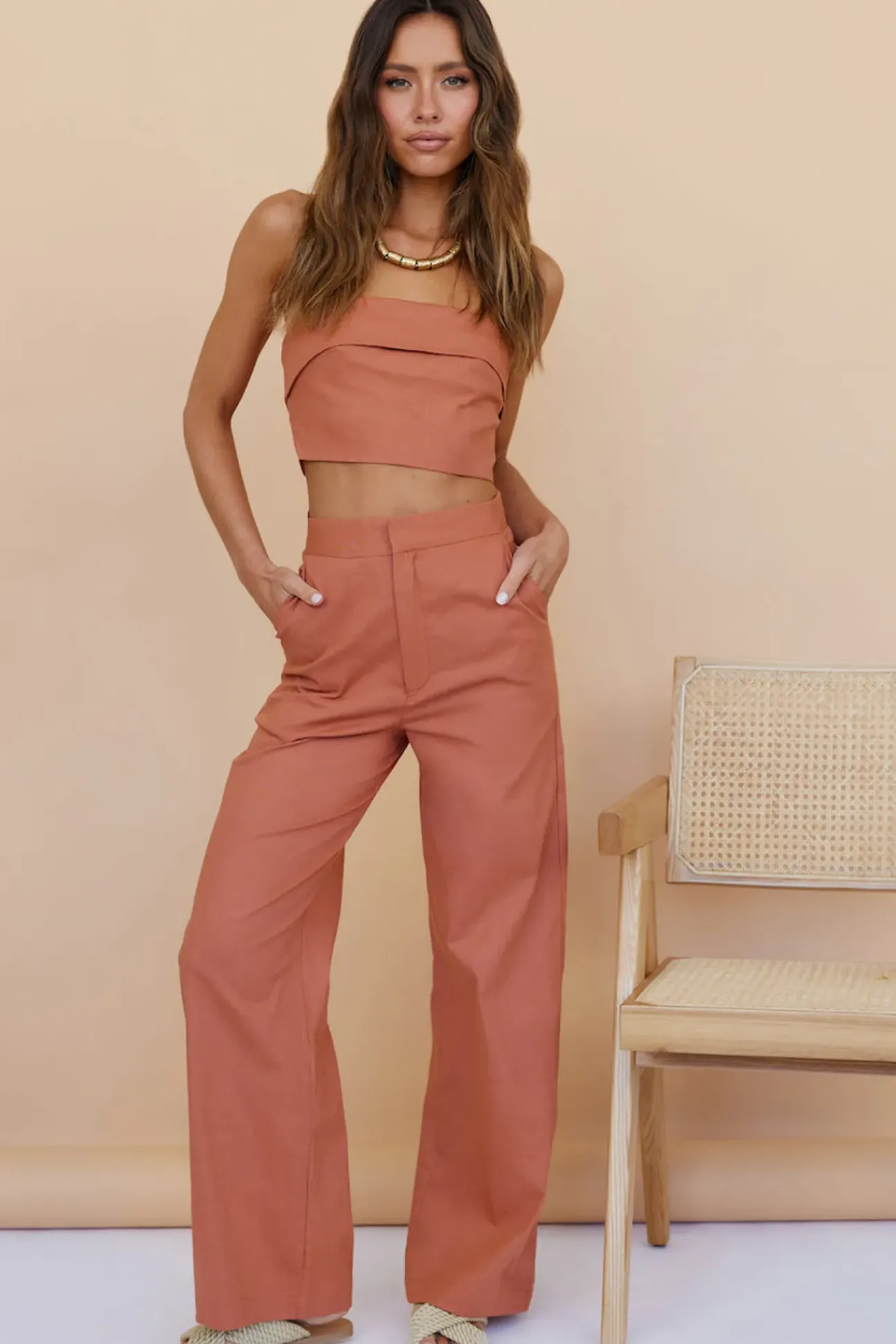 In Hindsight Crop Top Rust