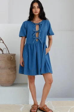 In Lieu Mini Dress Blue