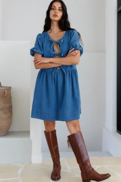In Lieu Mini Dress Blue