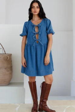 In Lieu Mini Dress Blue