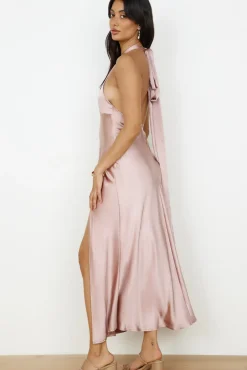 In My Feelings Satin Maxi Dress Blush