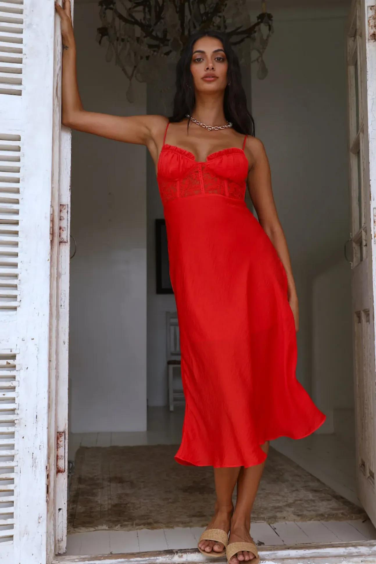 In This Lifetime Midi Dress Red