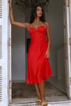 In This Lifetime Midi Dress Red