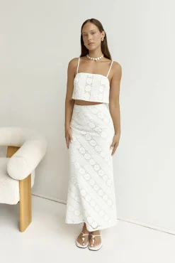 Island Calm Embroidered Crop Top White