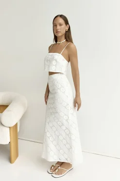 Island Calm Embroidered Crop Top White