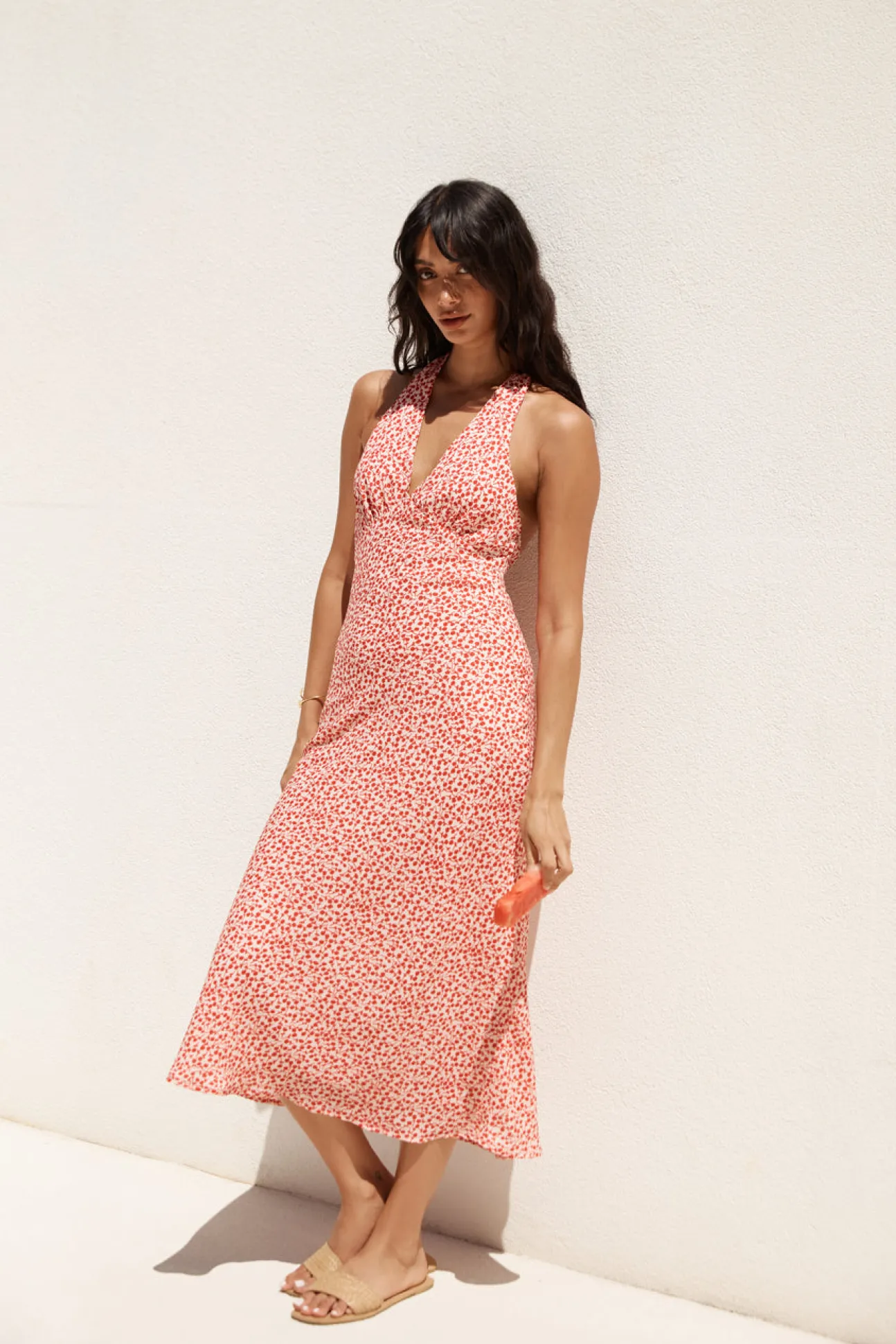 Island Dream Halter Maxi Dress Red