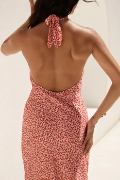 Island Dream Halter Maxi Dress Red