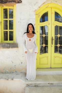 Island Girl Knit Maxi Dress White