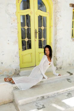 Island Girl Knit Maxi Dress White