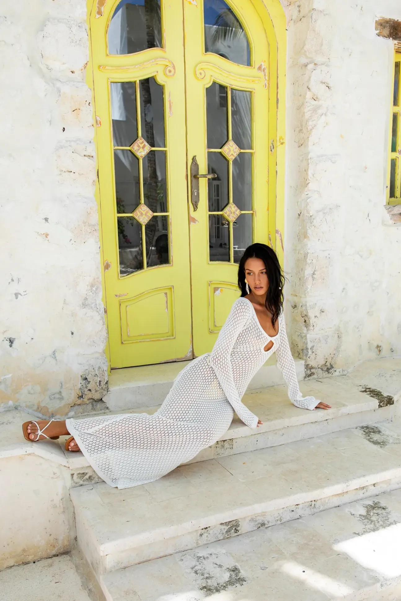 Island Girl Knit Maxi Dress White
