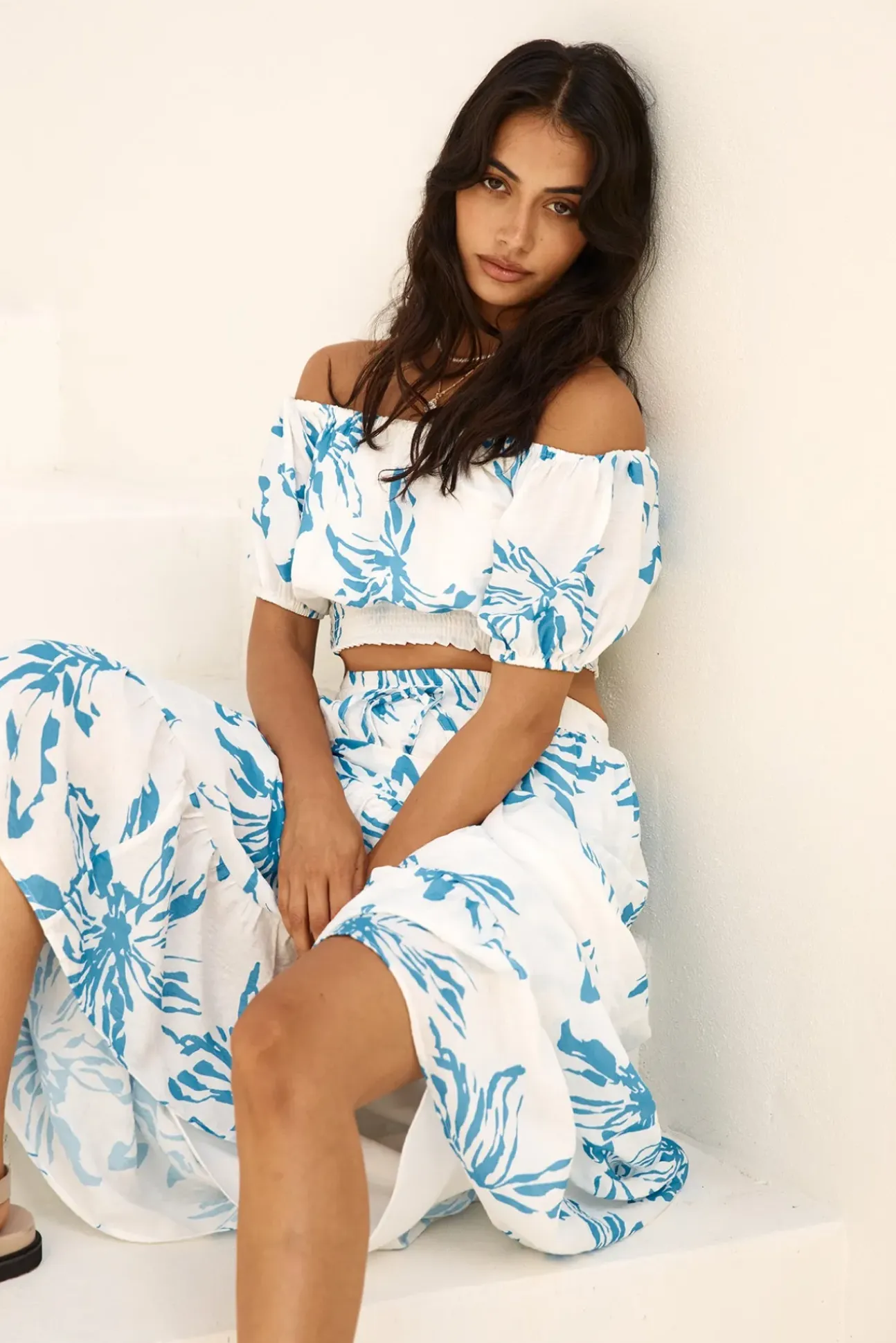 Island Whisper Maxi Skirt Blue