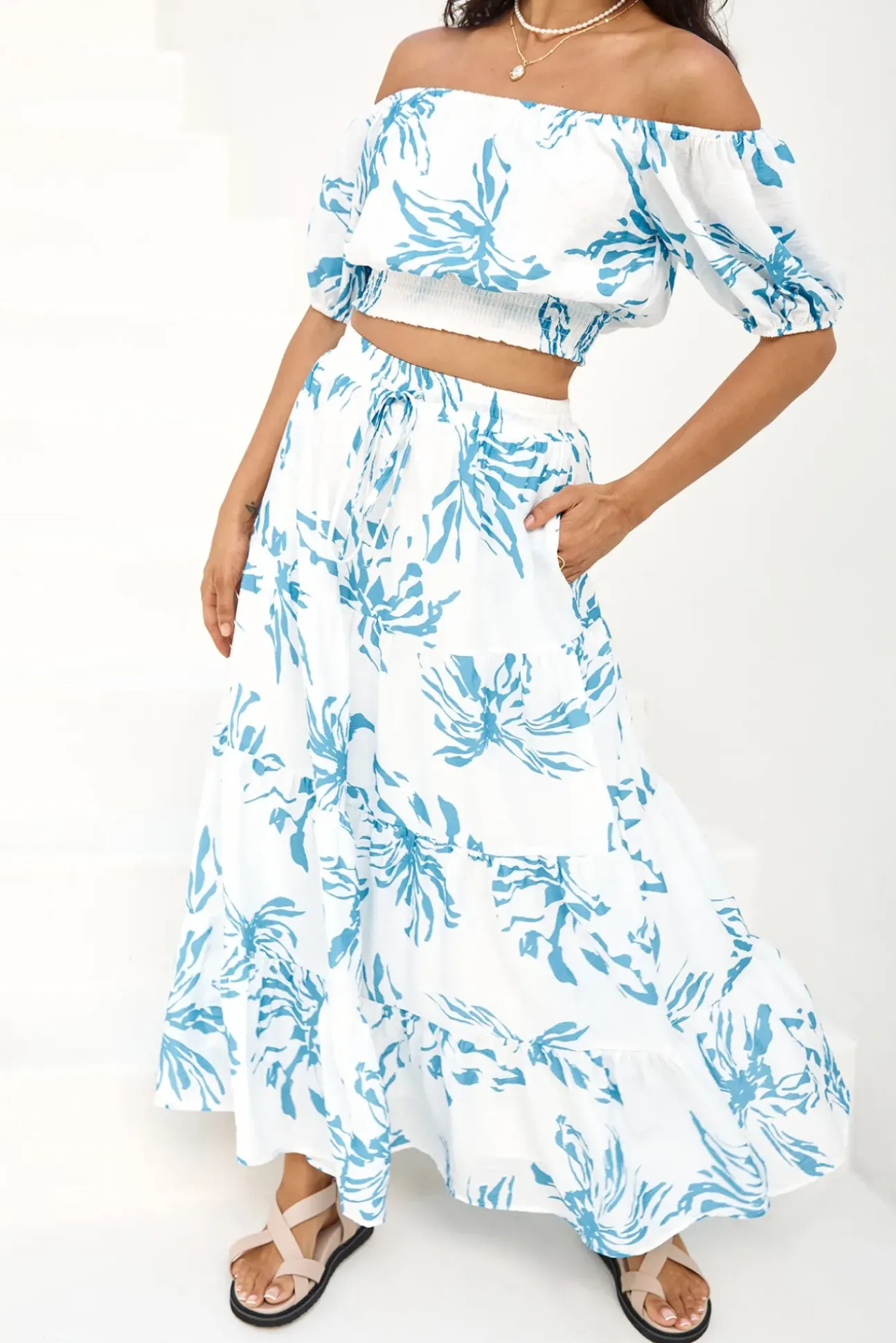 Island Whisper Maxi Skirt Blue