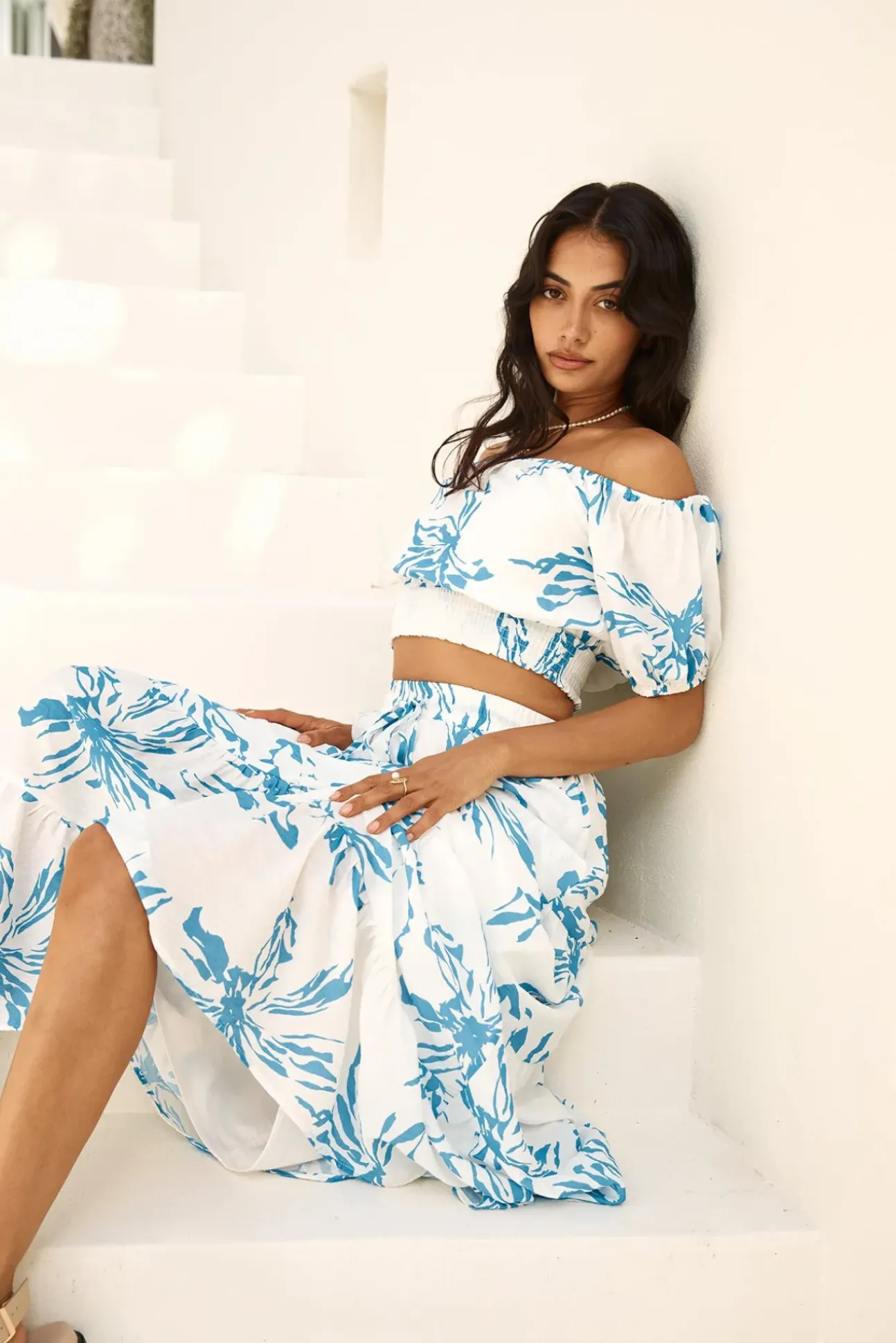Island Whisper Maxi Skirt Blue