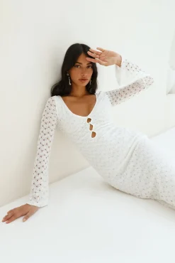 Ivory Moon Maxi Dress White