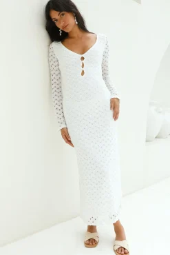 Ivory Moon Maxi Dress White