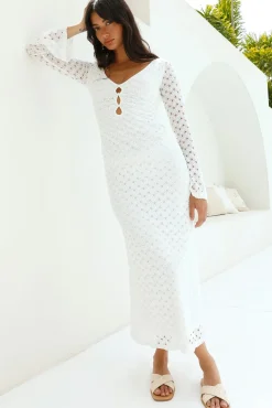 Ivory Moon Maxi Dress White