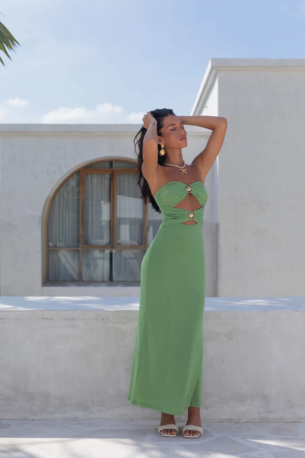 Jovi Strapless Maxi Dress Green