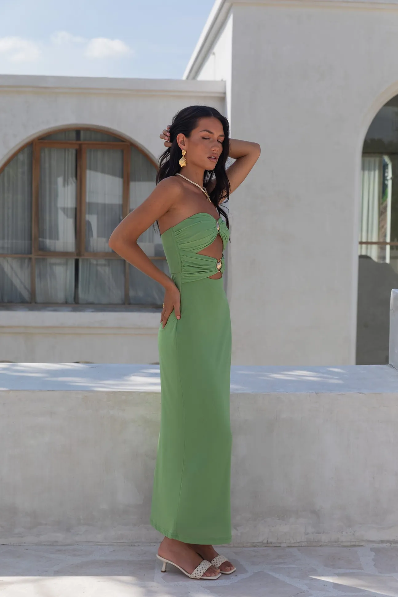 Jovi Strapless Maxi Dress Green