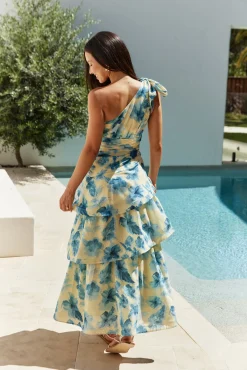 Joy Journey One Shoulder Maxi Dress Yellow