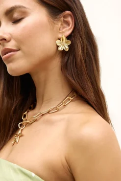 18k Gold Plated Frangipani Earrings Gold