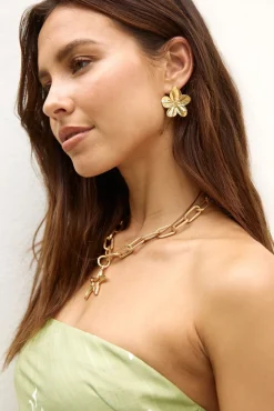 18k Gold Plated Frangipani Earrings Gold