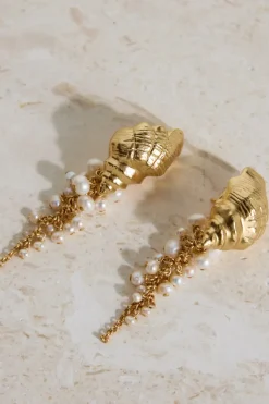 18K Gold Plated Hearing Waves Earrings Gold
