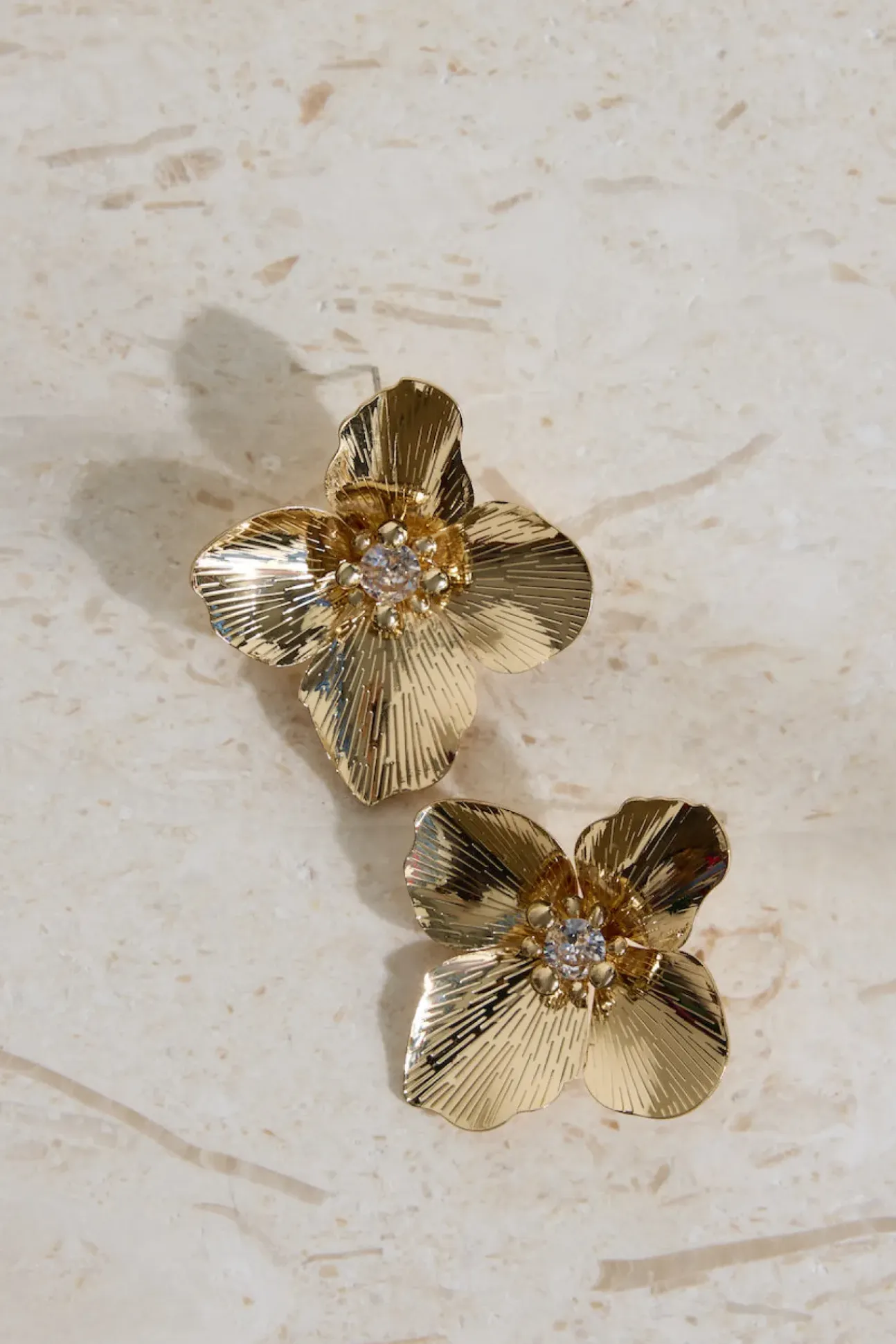 18K Gold Plated Open Heart Earrings Gold
