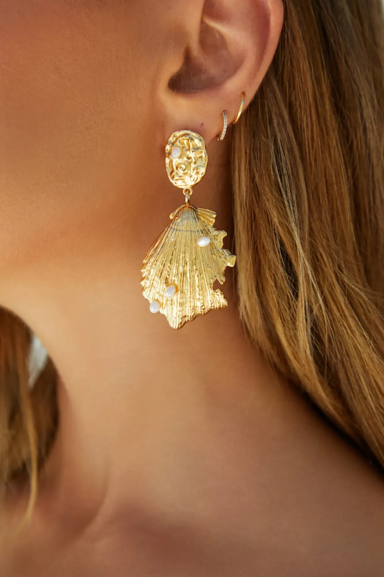 18K Gold Plated Pure Heart Earrings Gold