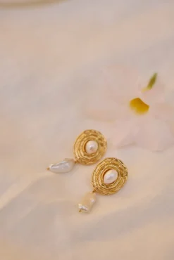 18K Gold Plated Ripple Effect Earrings Gold