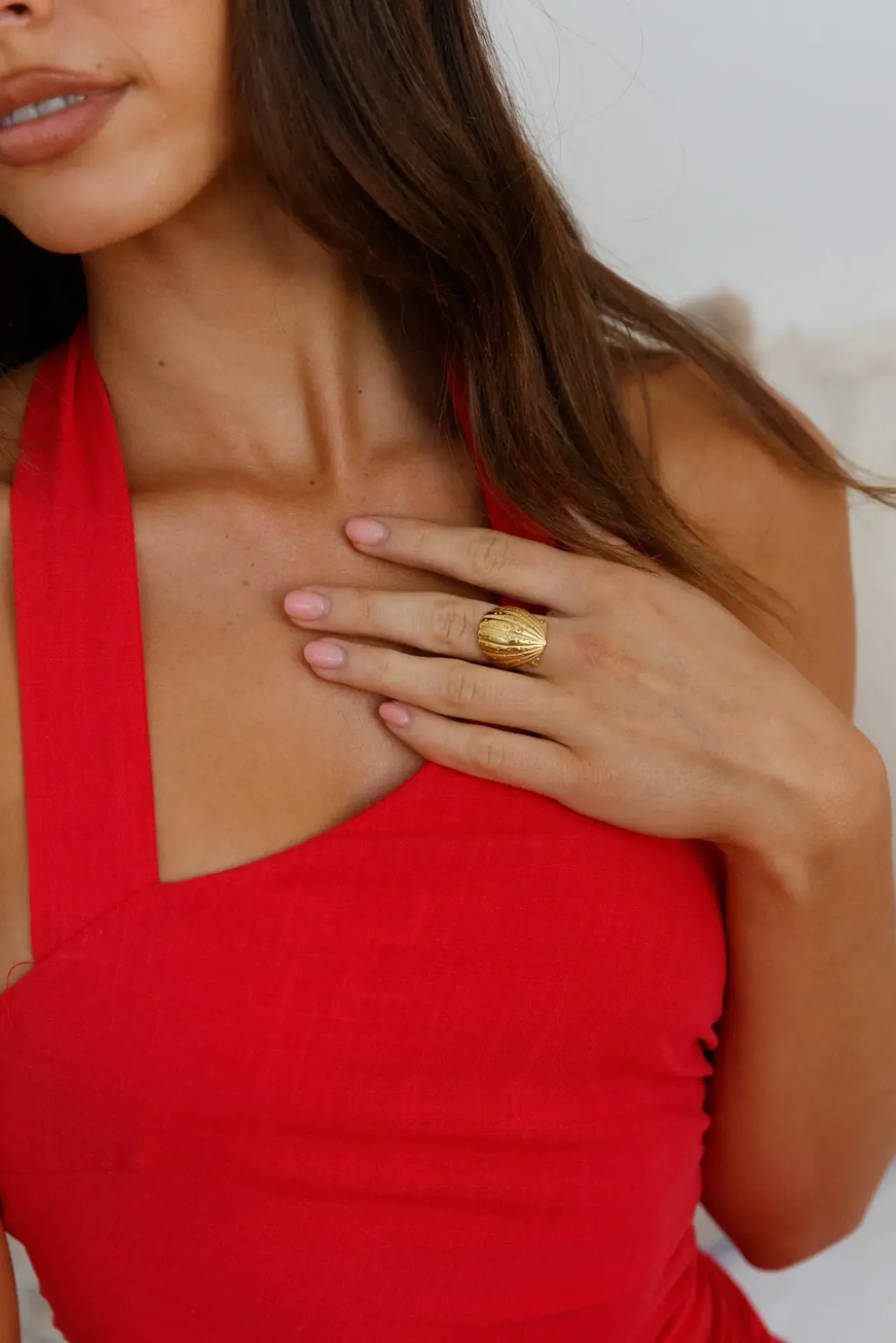 18K Gold Plated Shimmering Treasure Ring Gold