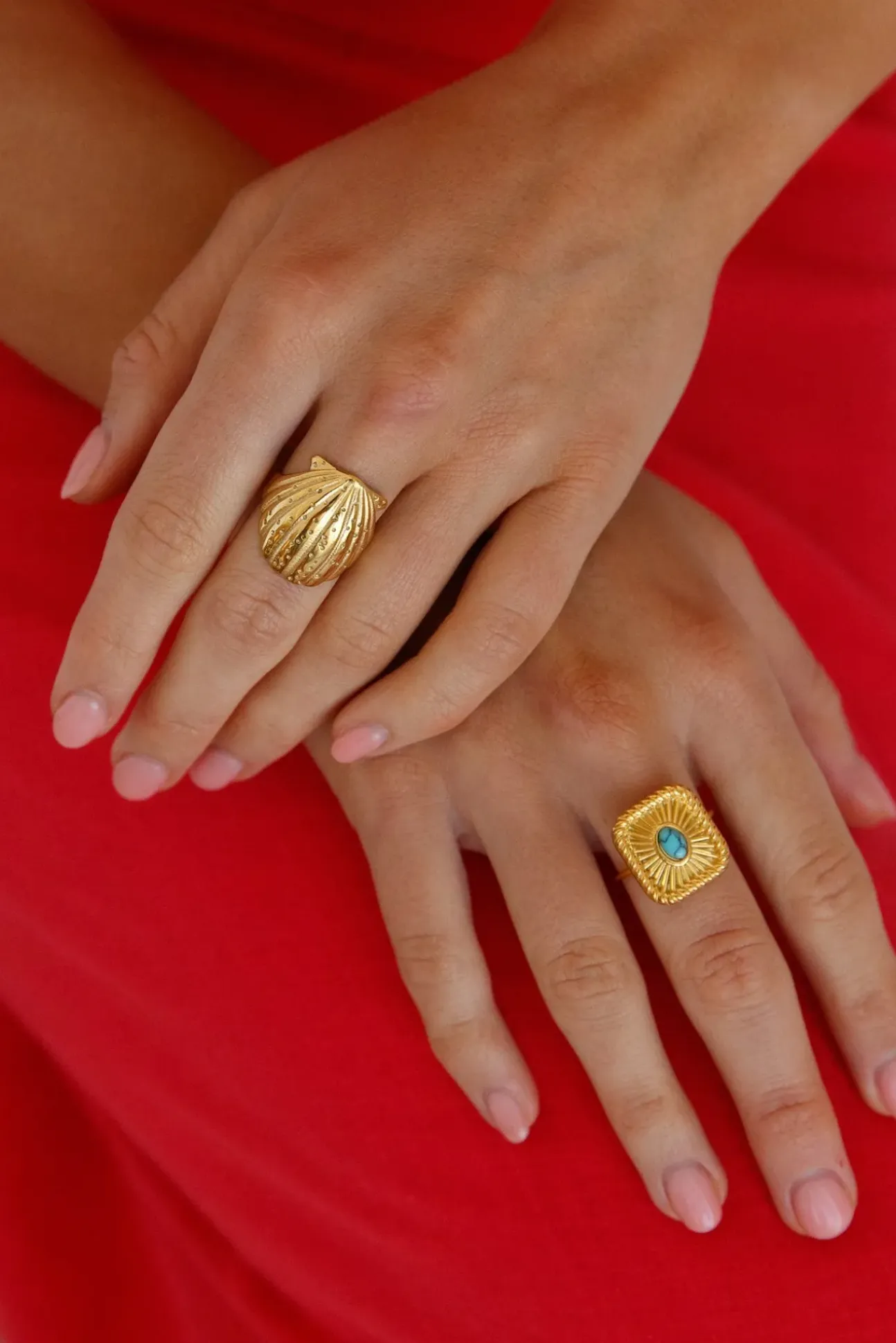 18K Gold Plated Shimmering Treasure Ring Gold