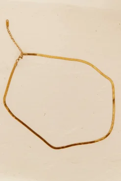 18k Gold Plated Sleek Snake Necklace Gold