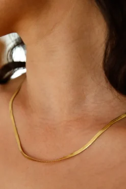 18k Gold Plated Sleek Snake Necklace Gold