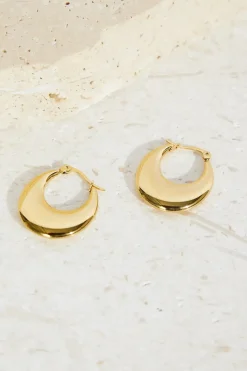 18k Gold Plated Slick Bun Hoop Earrings Gold